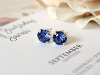 September Birthstone Stud Earrings in Sapphire Blue